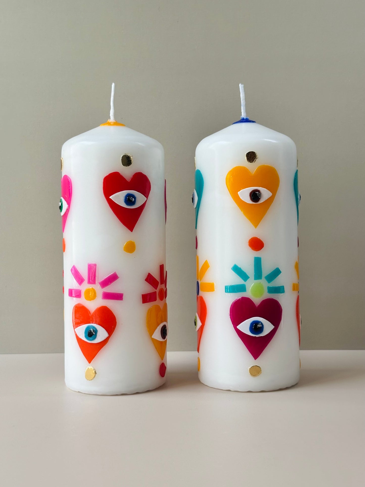 Evil Eye & Sacred Heart Pillar Candle – Fiesta