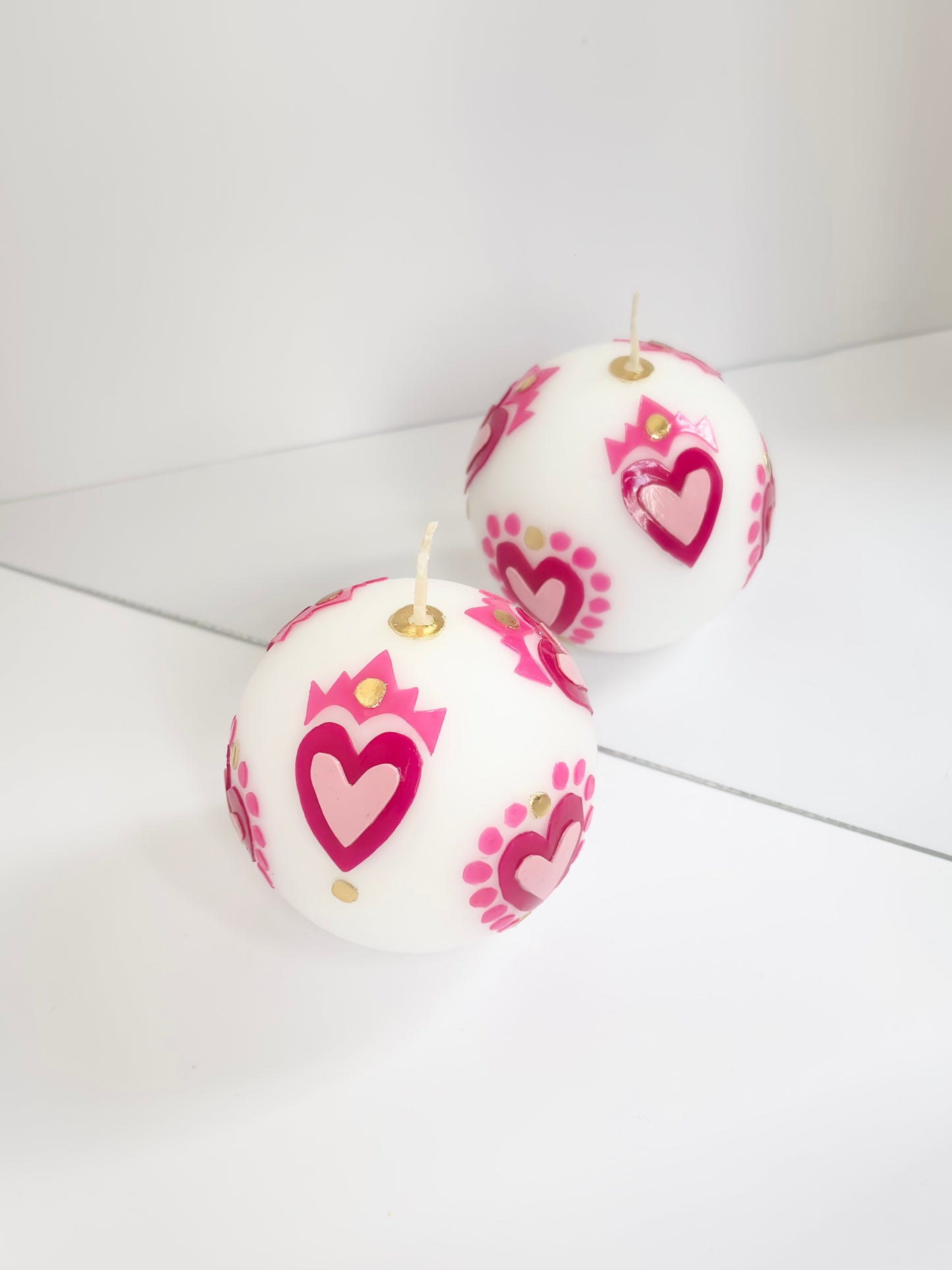 Blush Hearts Ball Candle - Pink