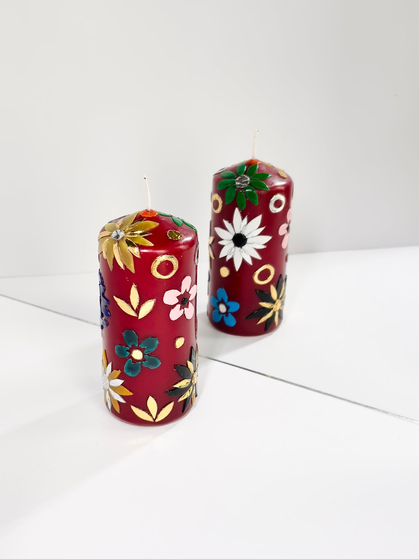 Wildflower Pillar Candle – Burgundy