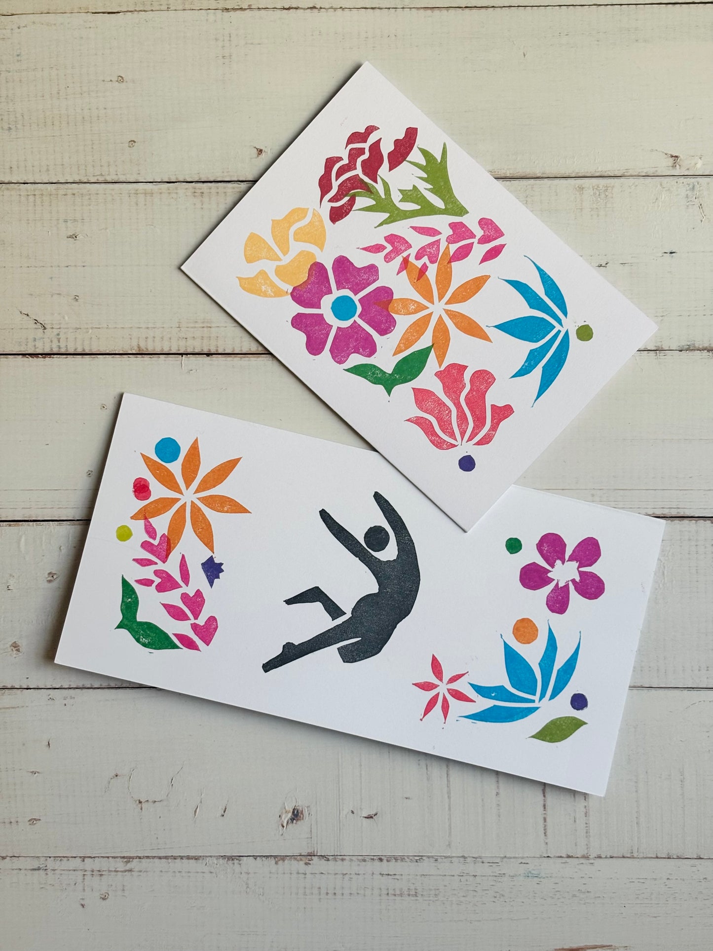 Linocut Twin Pack – Set of Two Handmade Greeting Cards