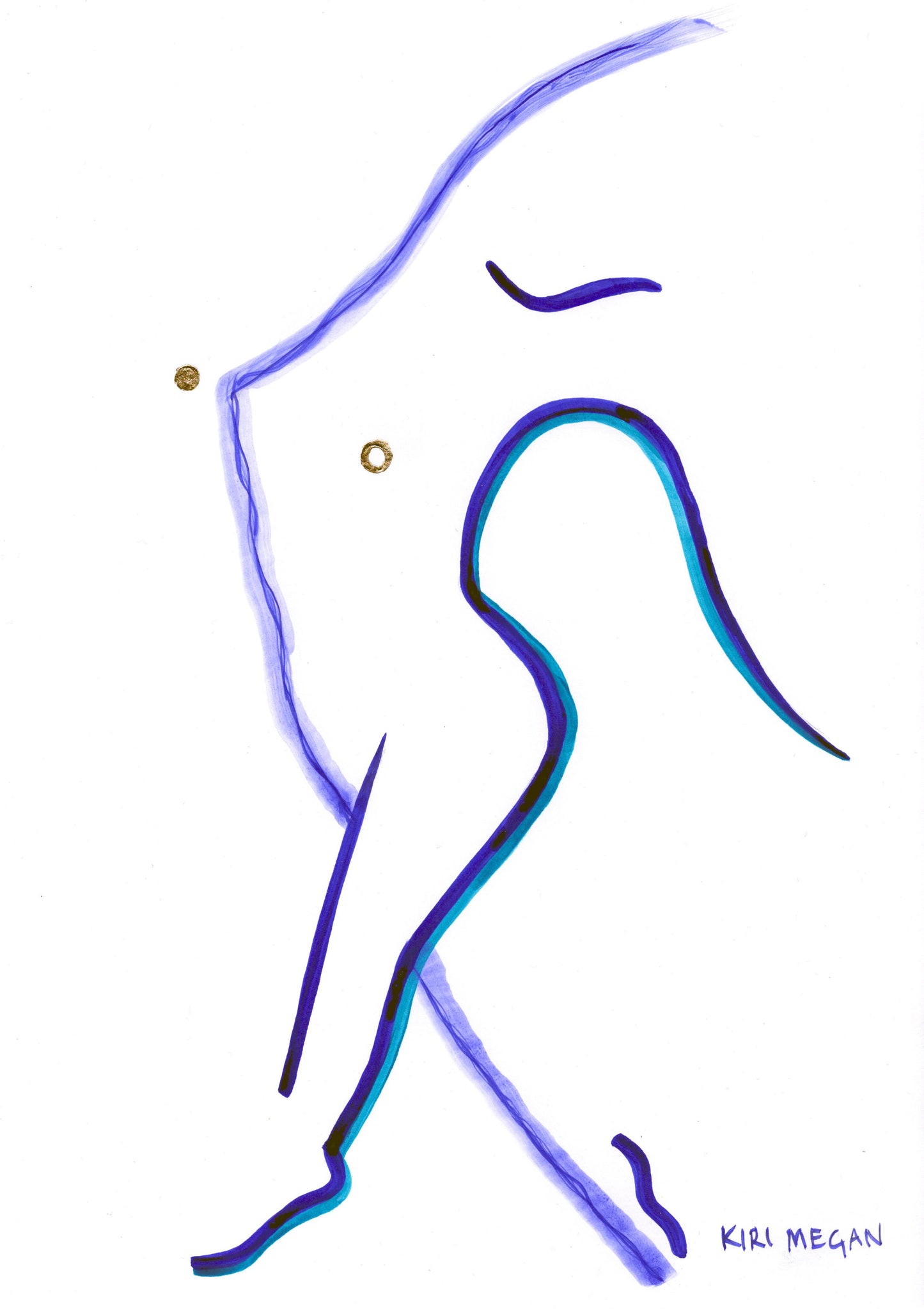 Blue Flame Dancer III - Abstract Blue Motion Artwork (A3)
