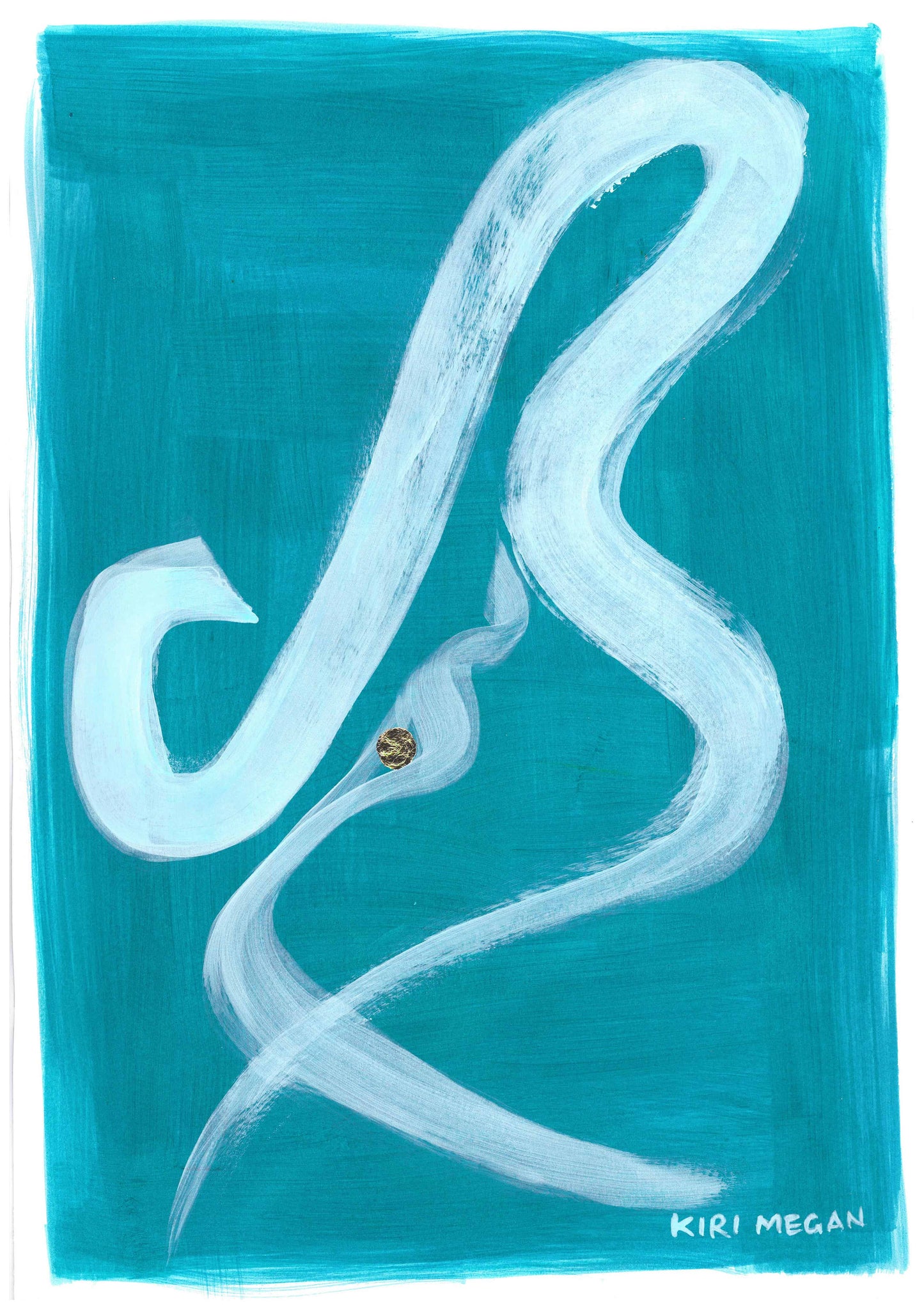 Blue Wash Dancer III - Flowing Wash Line Art Painting (A3)