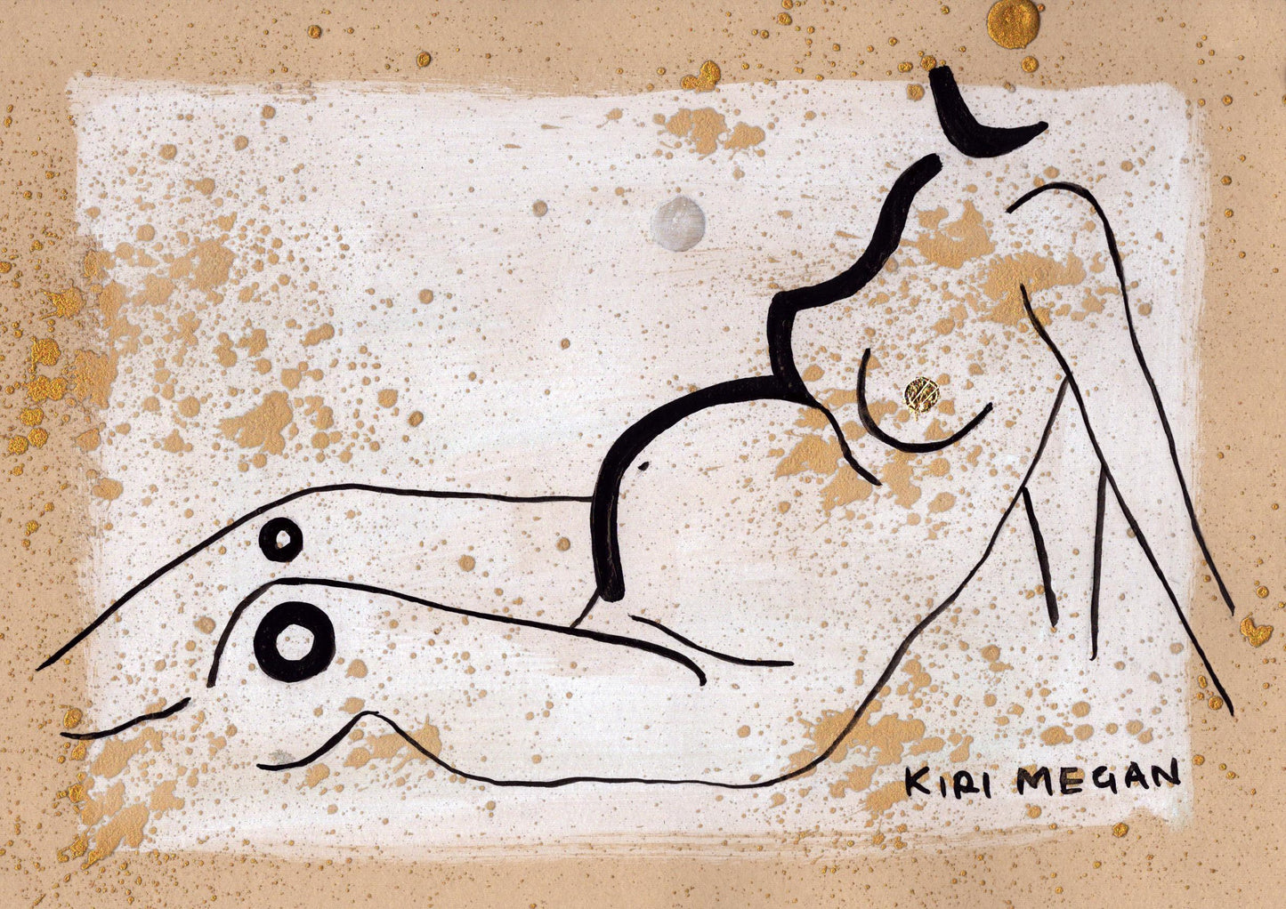 Charcoal Ash V – Gold Leaf and Ink Figurative Painting (A5)