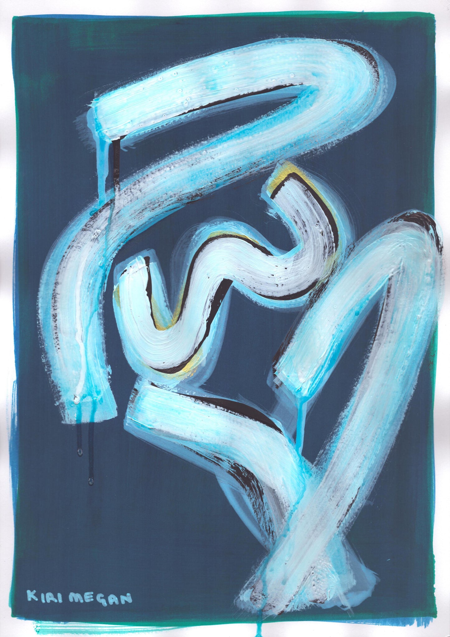 Deep Blue III - Textured Abstract Figurative Painting (A3)