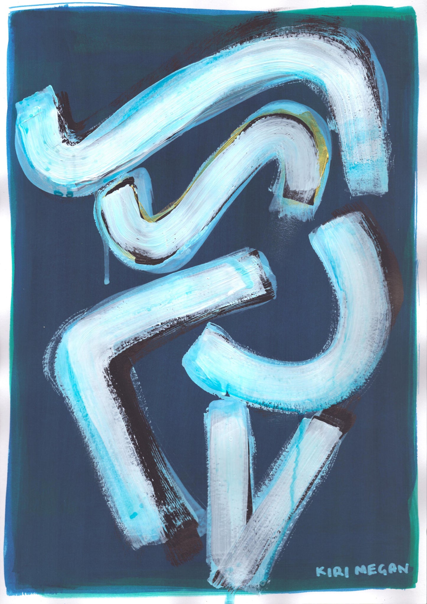 Deep Blue V - Layered Abstract Figurative Composition (A3)