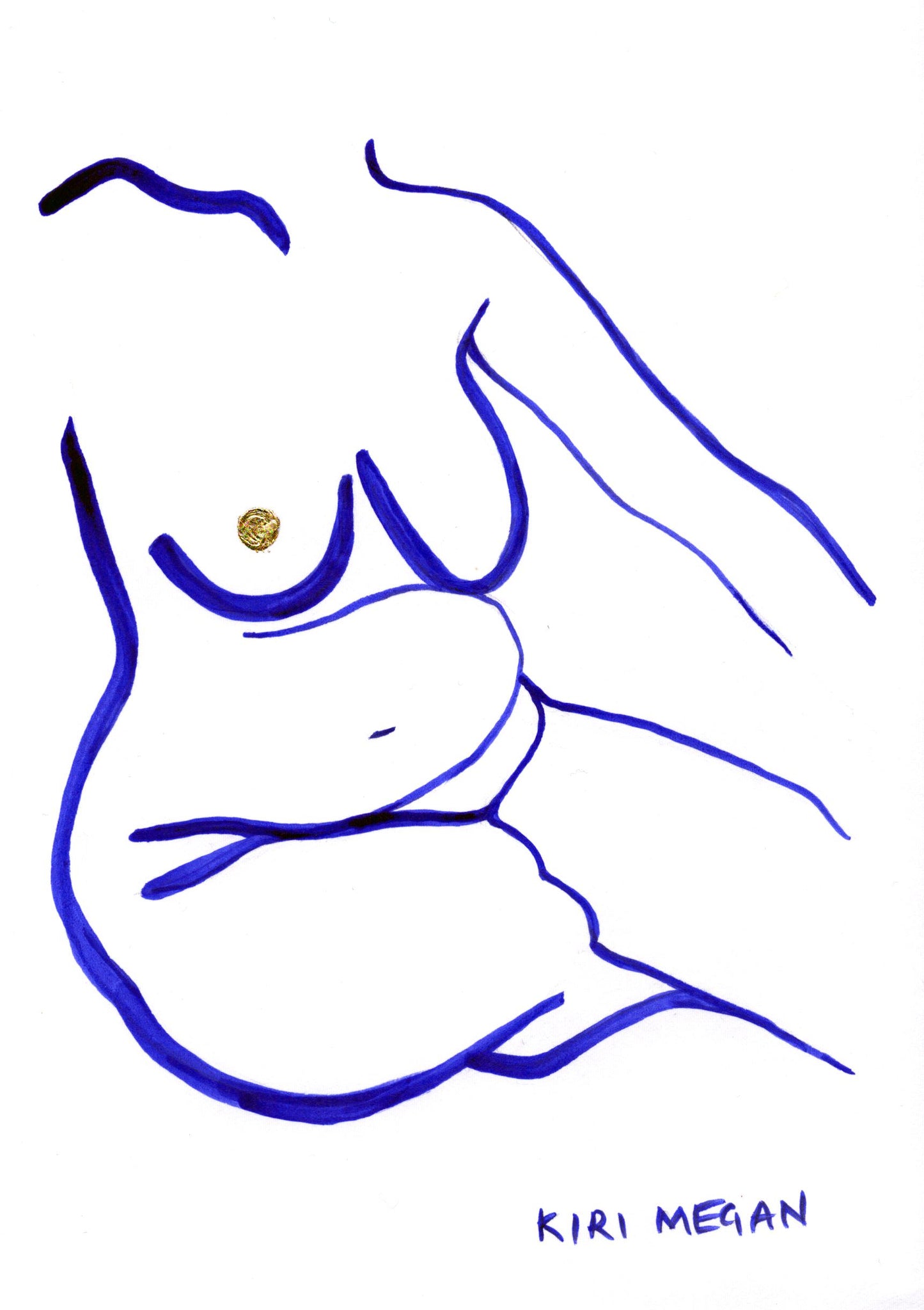 Heat VI - Intimate Blue Ink Painting (A5)