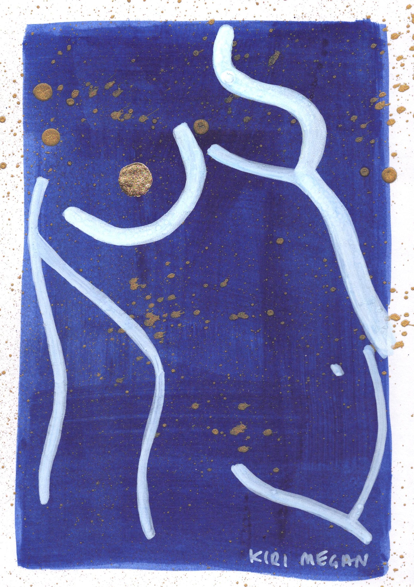 Marine I – Ultramarine Ink Figurative Painting (A5)