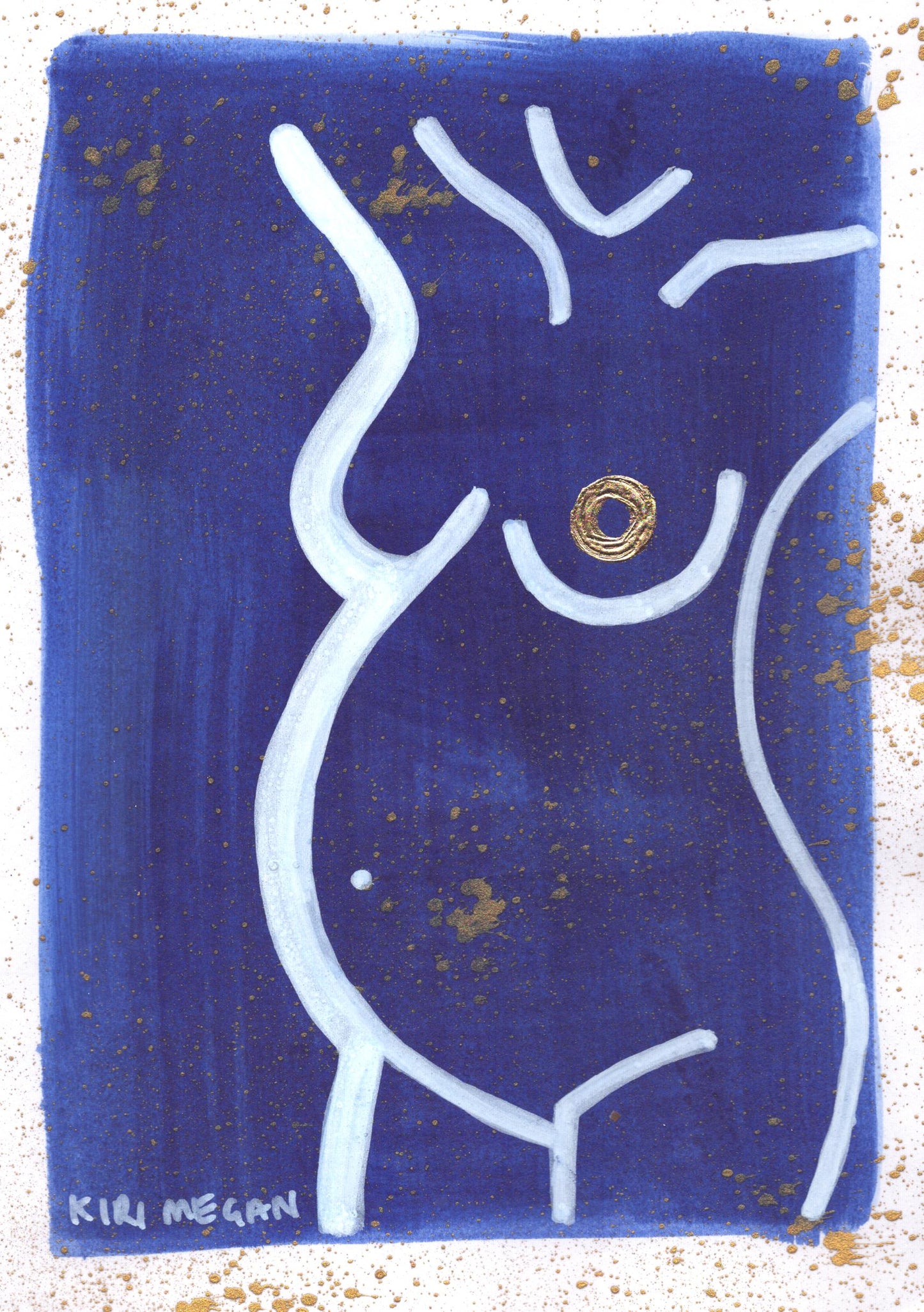 Marine III – Modern Abstract Life Drawing in Blue (A5)