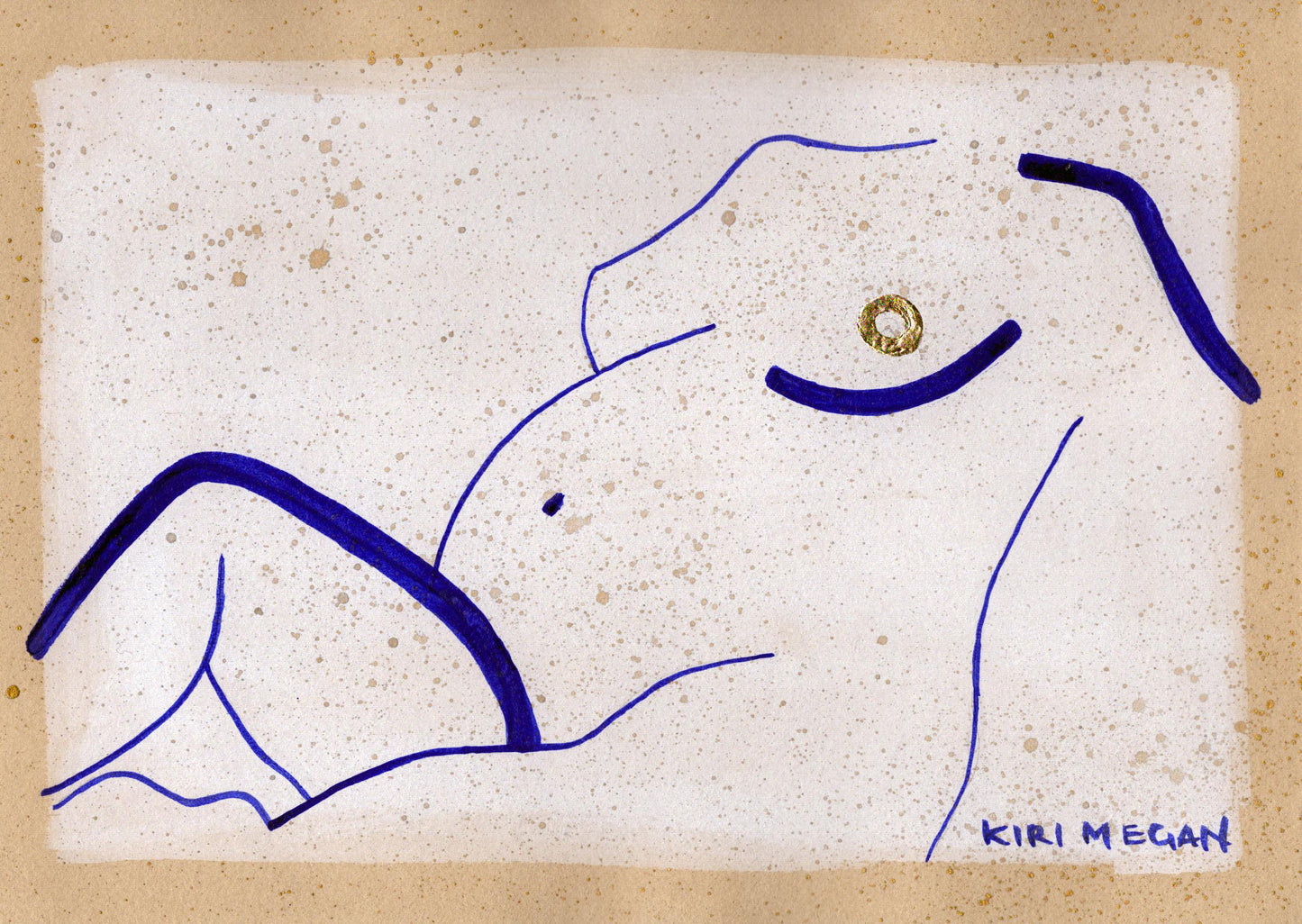 Powder II – Abstract Blue Ink Figurative Painting (A5)