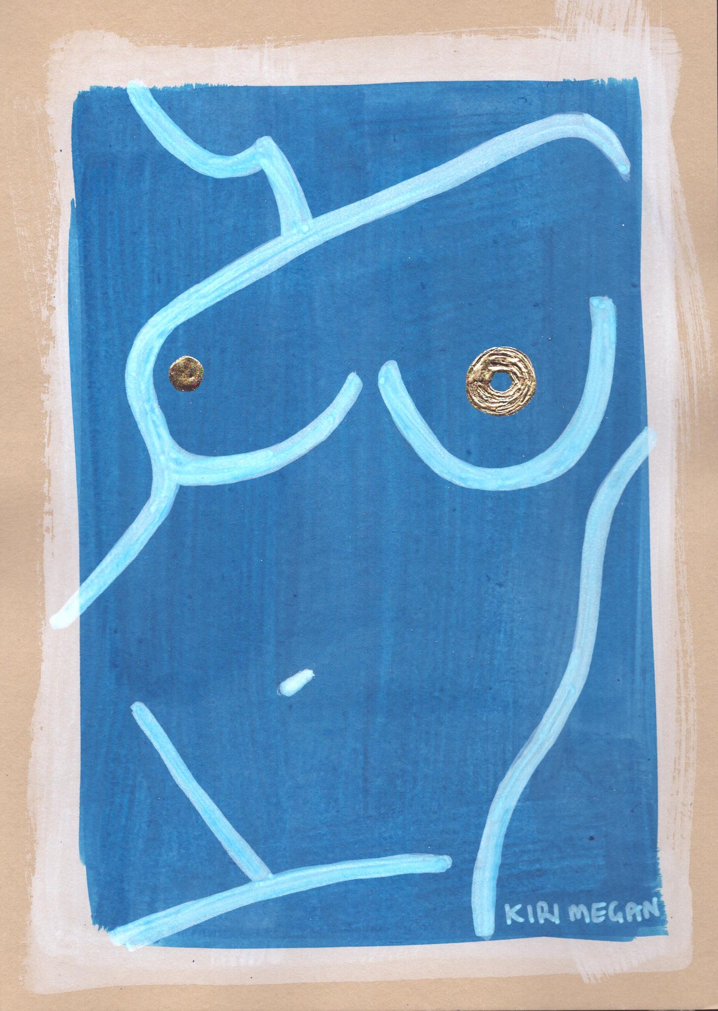 Pure II - Minimal White Figurative Line Drawing (A5)