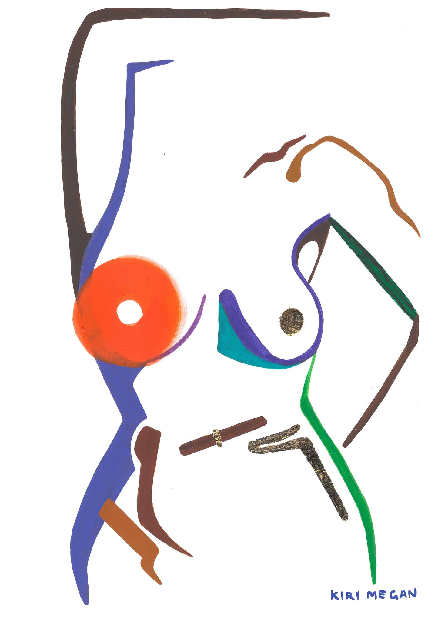 Jupiter – Abstract Figurative Acrylic Painting with Gold Leaf (A3)