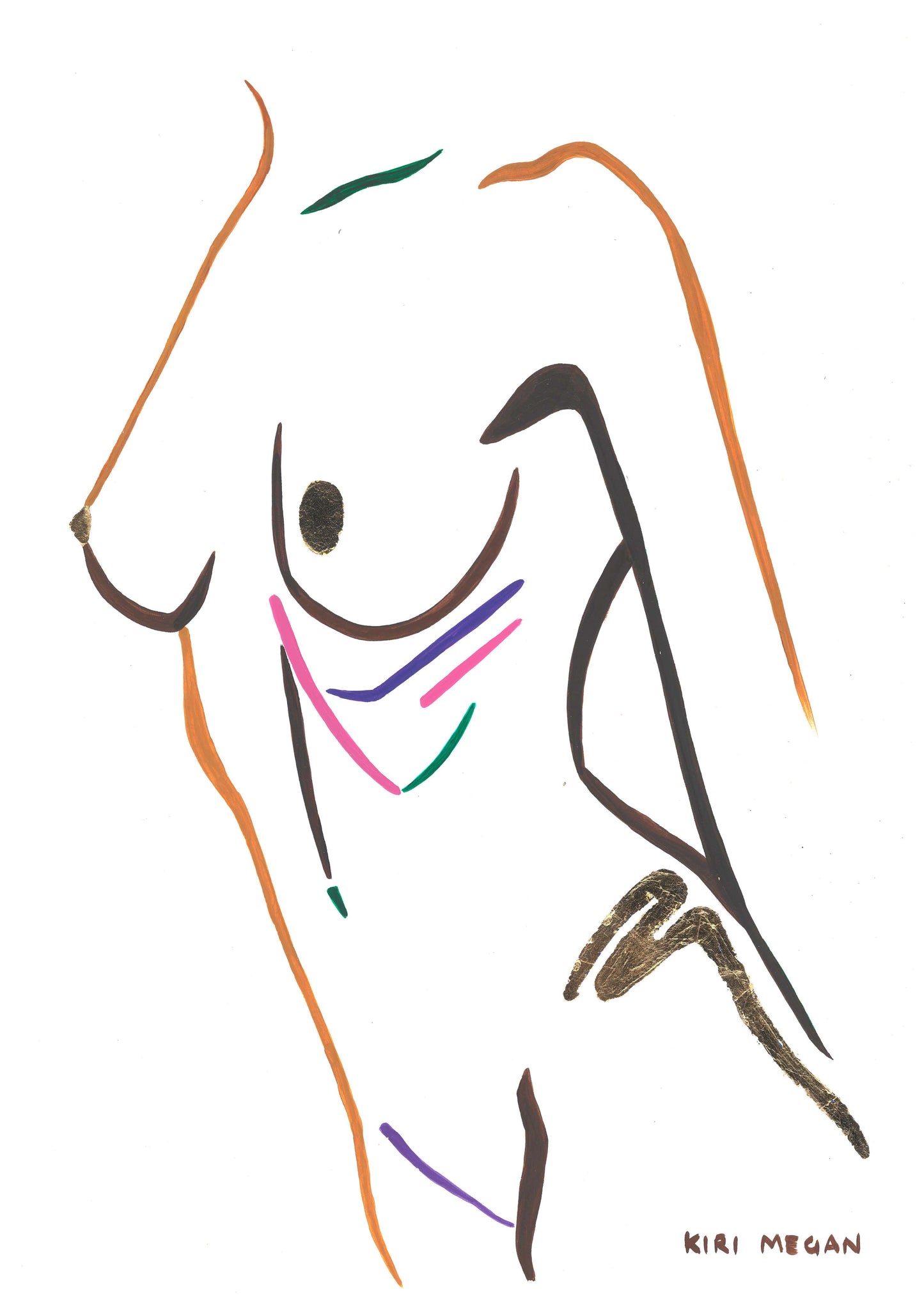 Lightning – Contemporary Figurative Painting with Gold Leaf Highlights (A3)