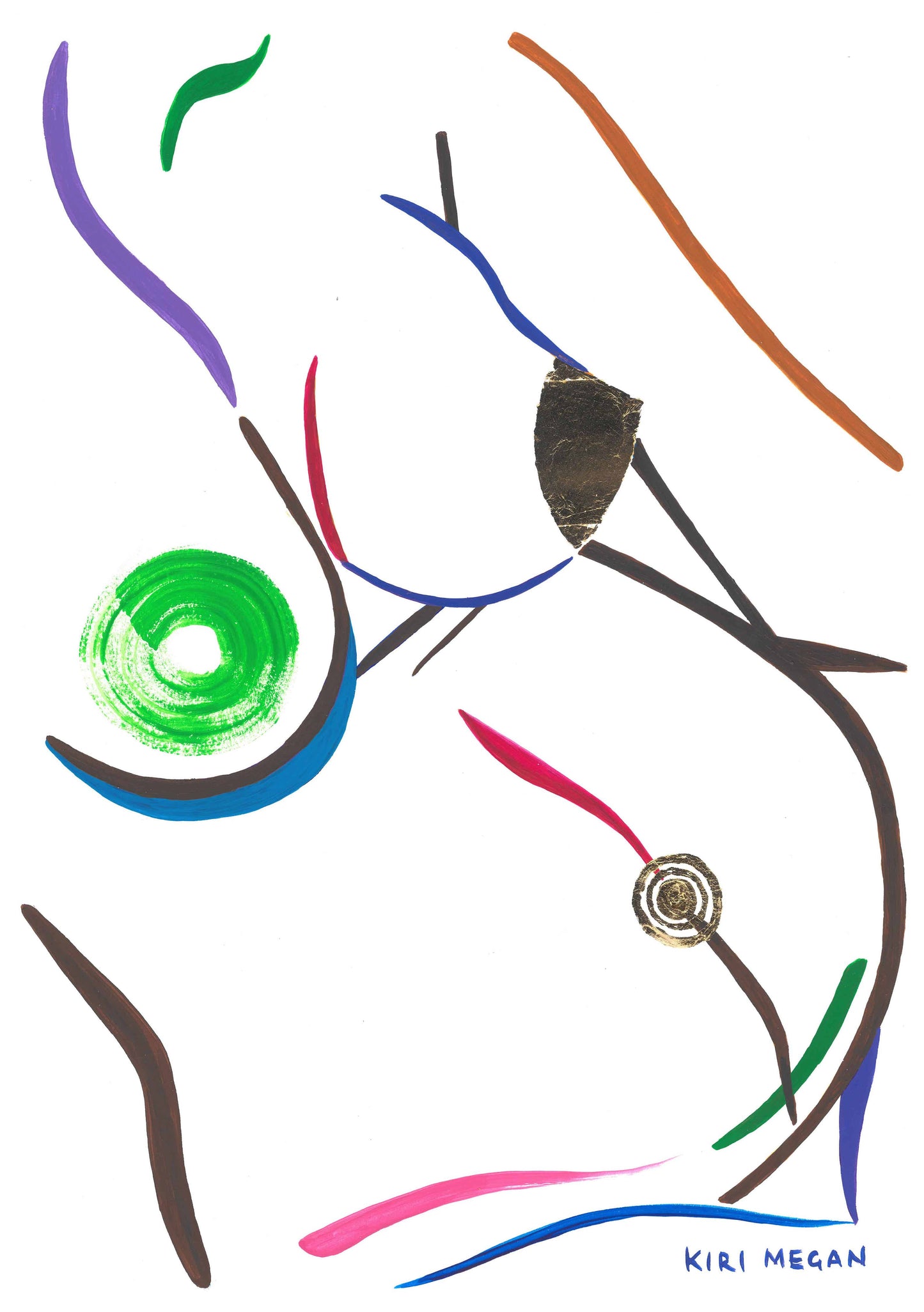 Ripple – Figurative Painting with Gold Leaf Motif (A3)