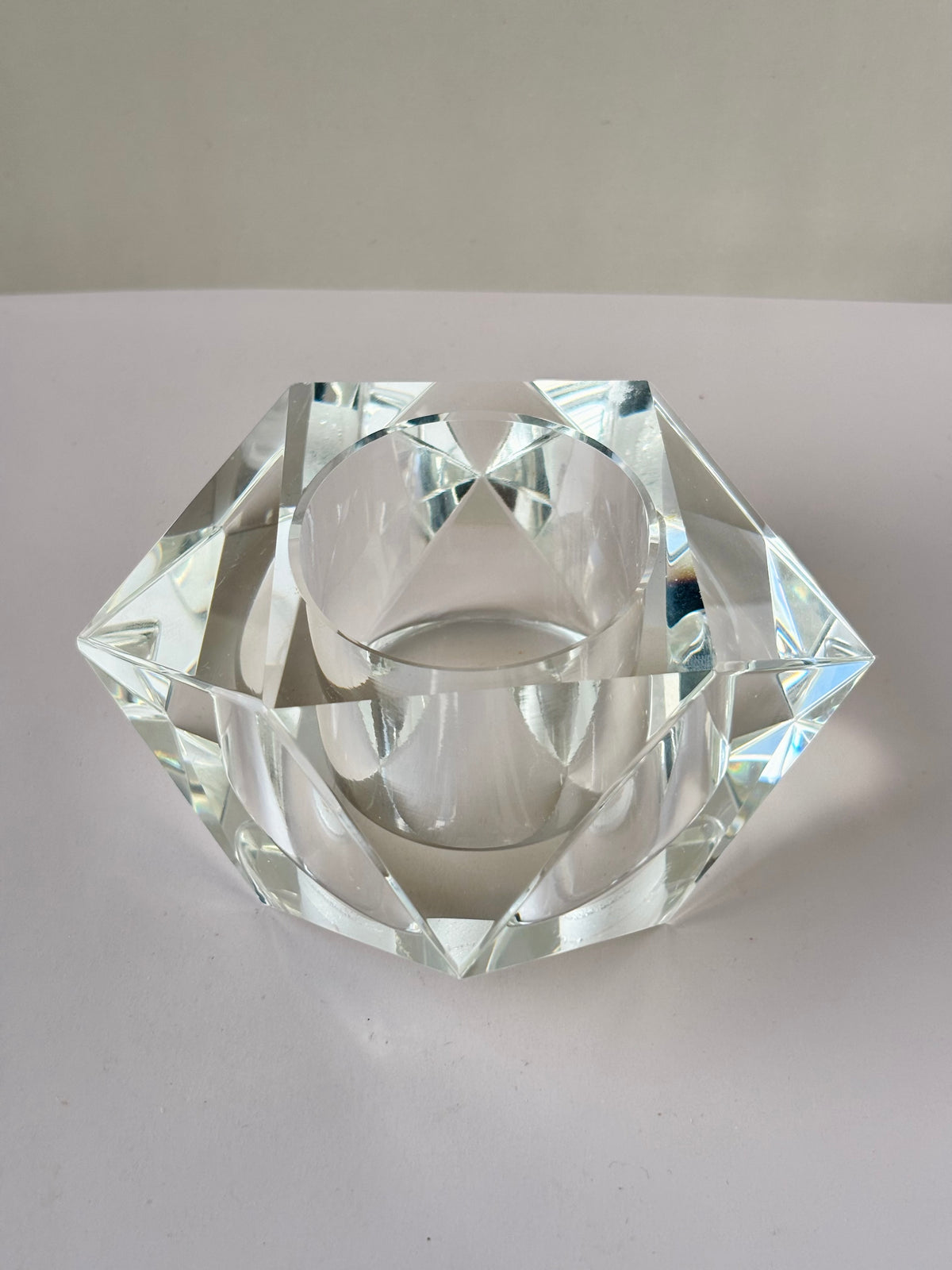 Reversible Geometric Glass Candle Holder