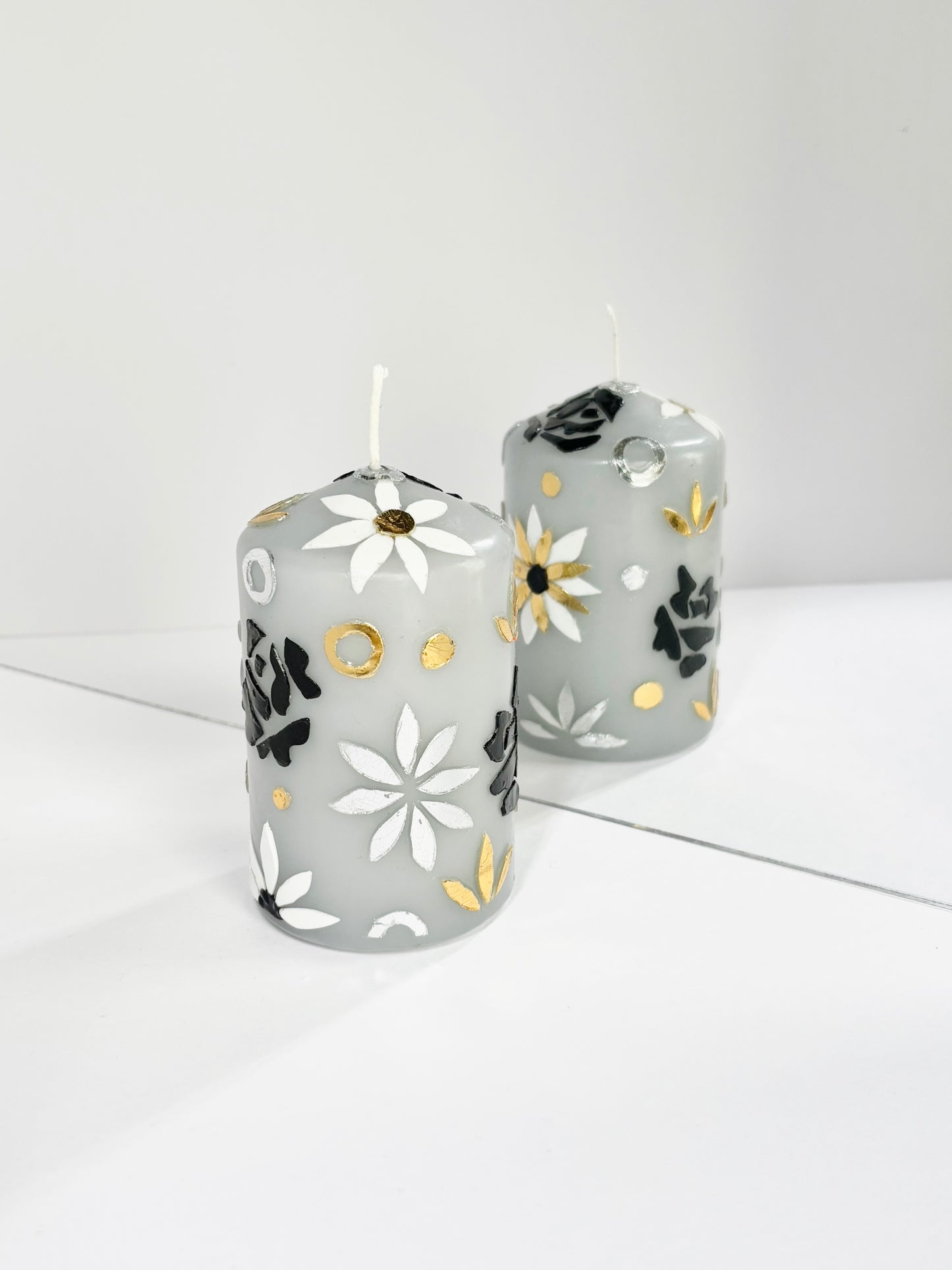 Midnight Rose Pillar Candle – Grey