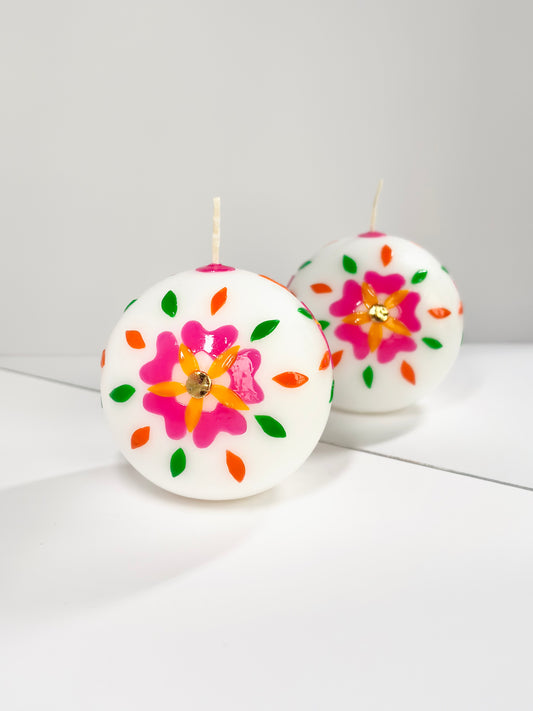Woodland Sun Ball Candle – Pink and Orange