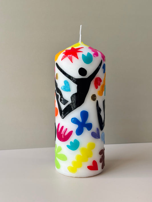 Tropical Tumble Pillar Candle – Rainbow