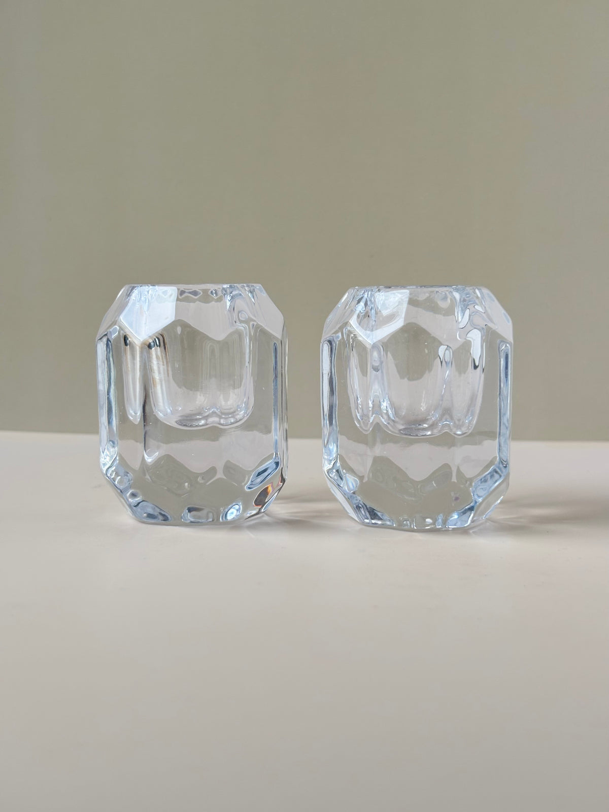 Geometric Glass Candle Holder Set