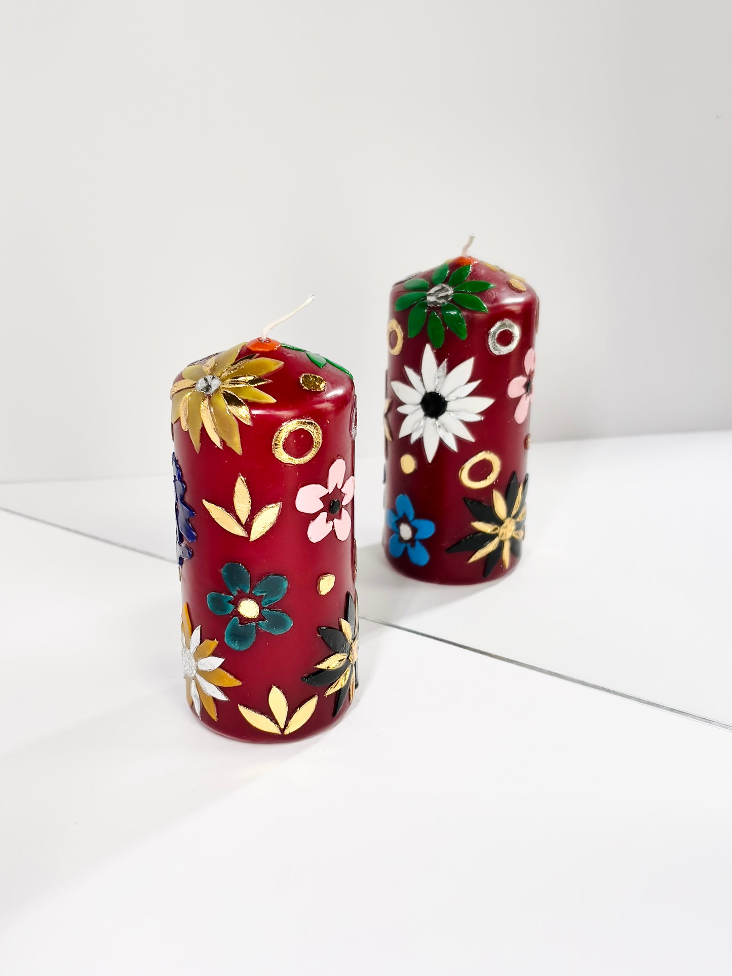 Wildflower Pillar Candle – Burgundy