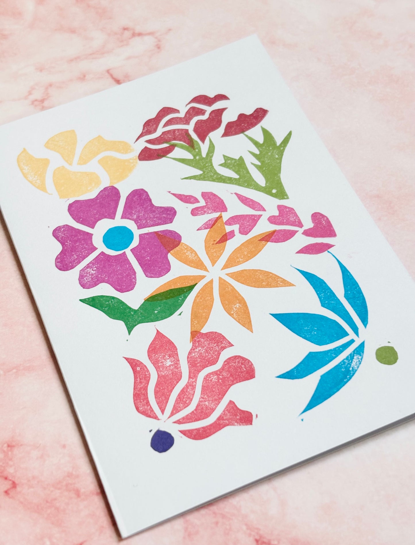 In Bloom - Linocut Greeting Card