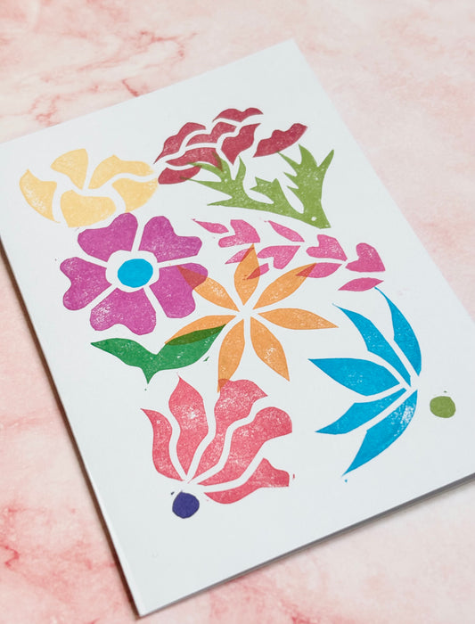 In Bloom - Linocut Greeting Card