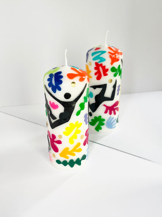 Tropical Tumble Pillar Candle – Rainbow