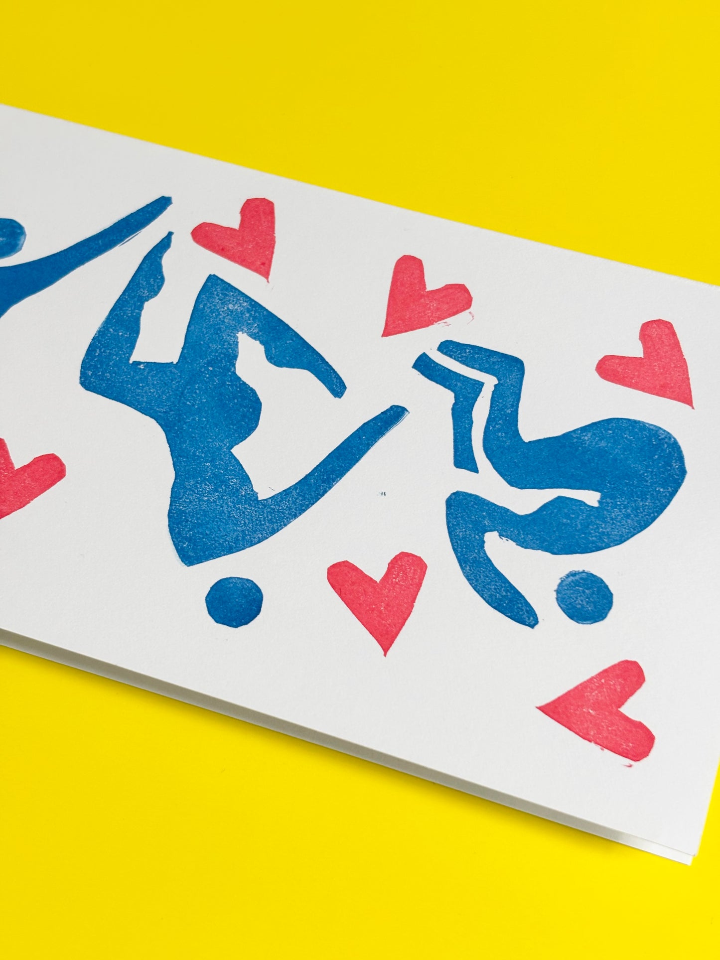 Head Over Heels - Linocut Greeting Card