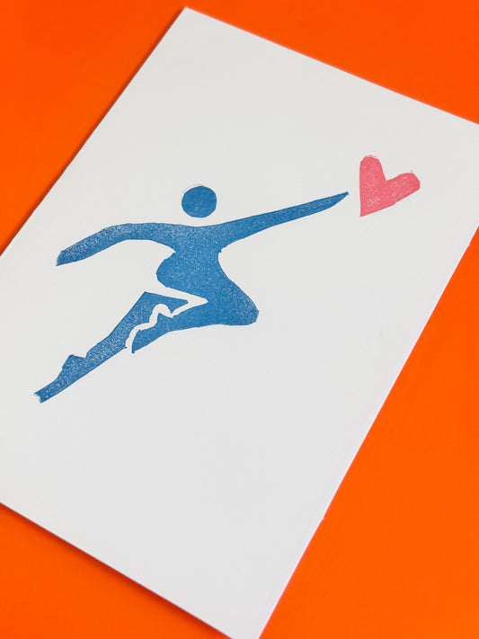 Jump for my Love - Linocut Greeting Card