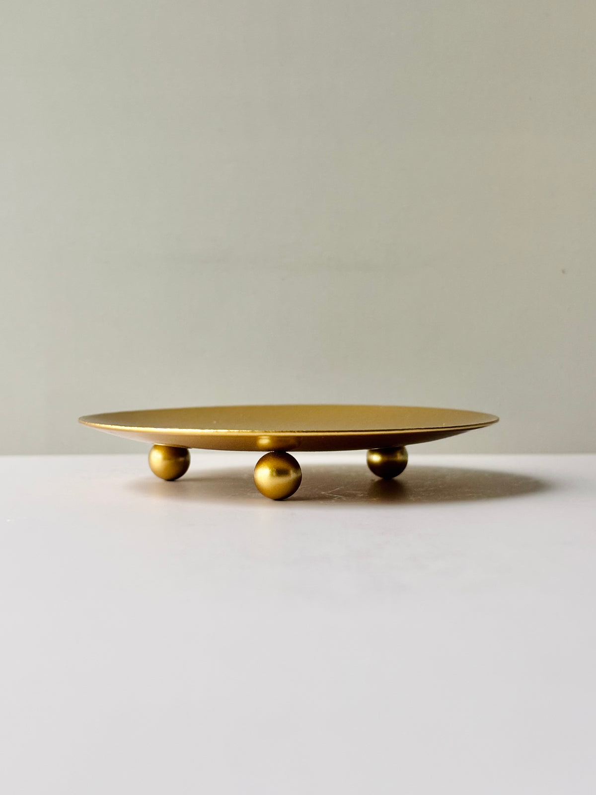 3-Footed Gold Metal Candle Dish