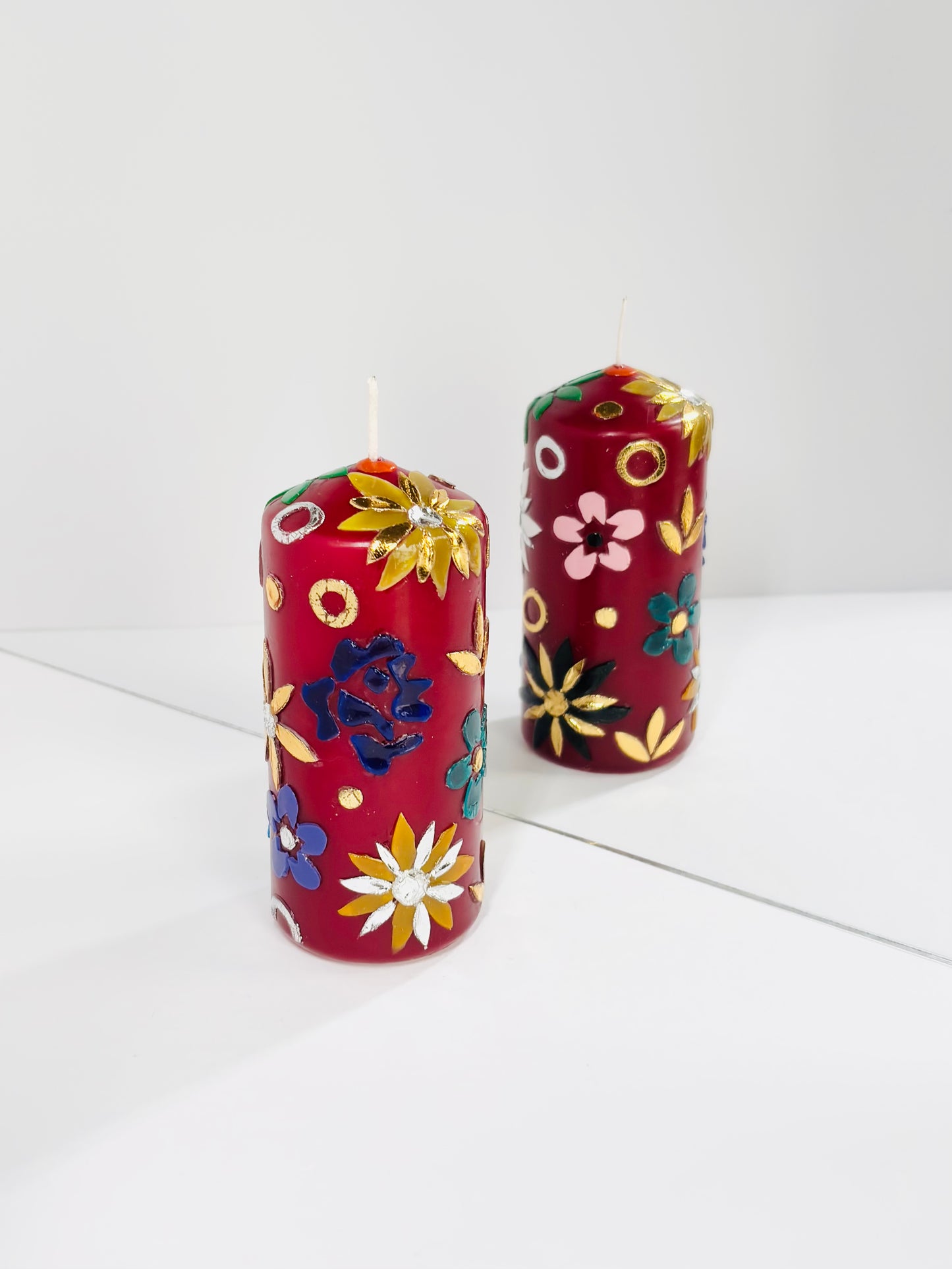 Wildflower Pillar Candle – Burgundy