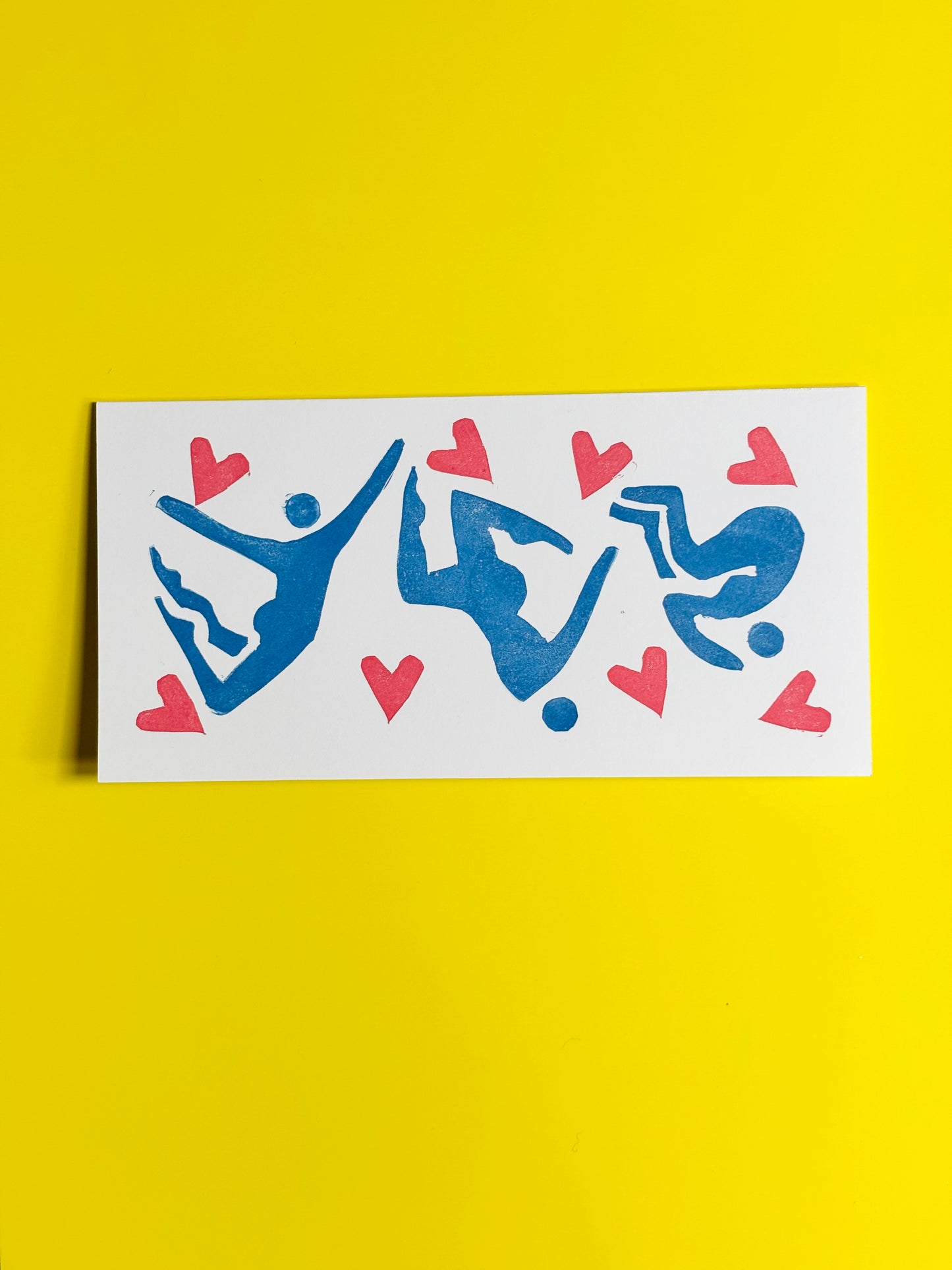 Head Over Heels - Linocut Greeting Card