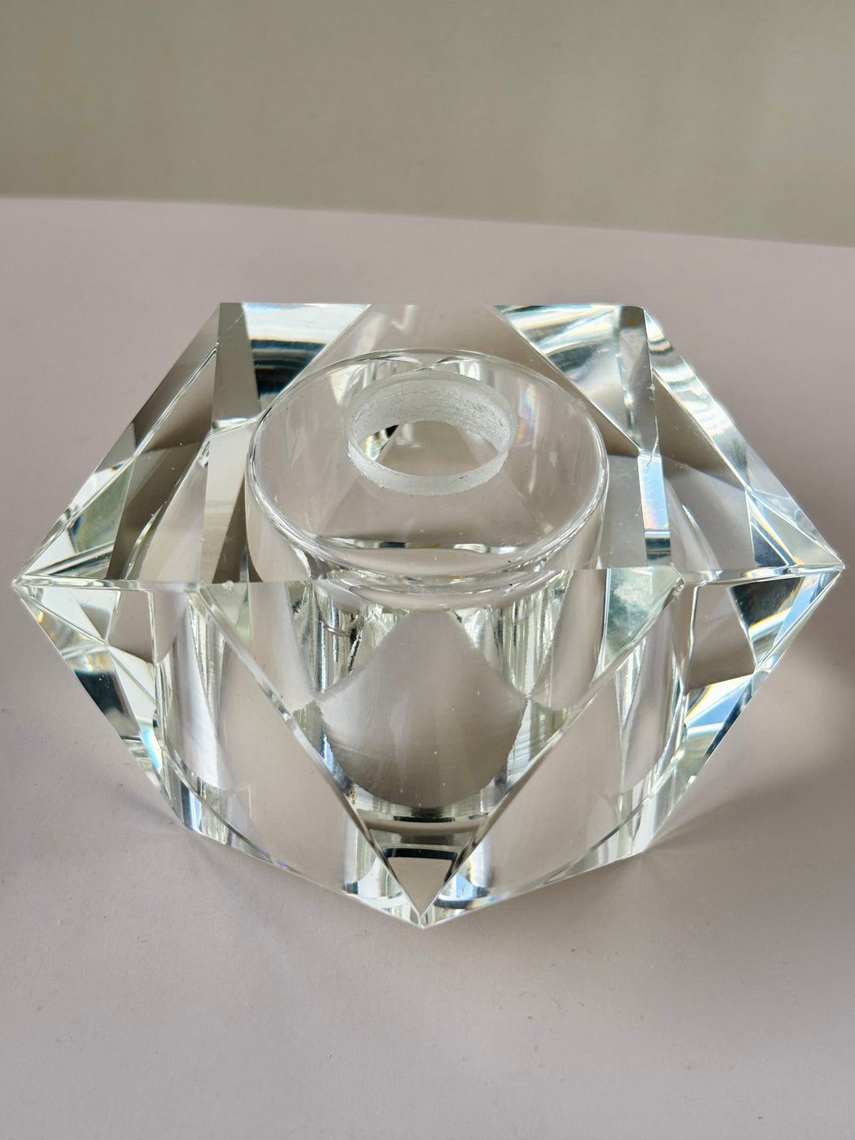 Reversible Geometric Glass Candle Holder