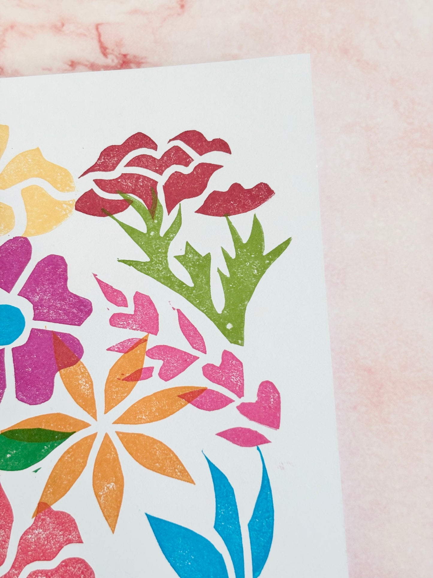 In Bloom - Linocut Greeting Card