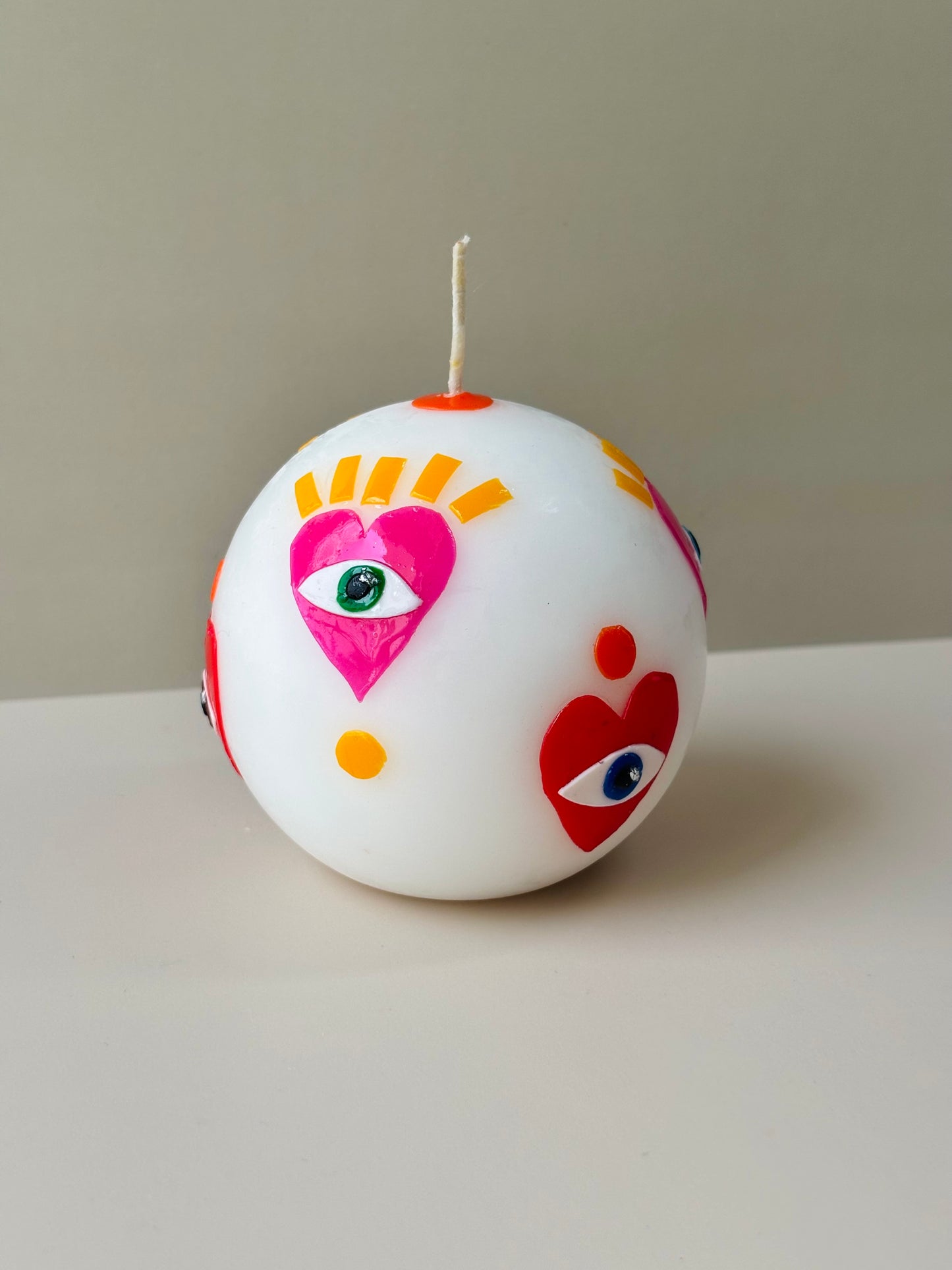 Mystic Hearts Ball Candle - Pink and Red