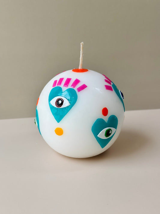 Guardian Hearts Sphere Candle - Turquoise