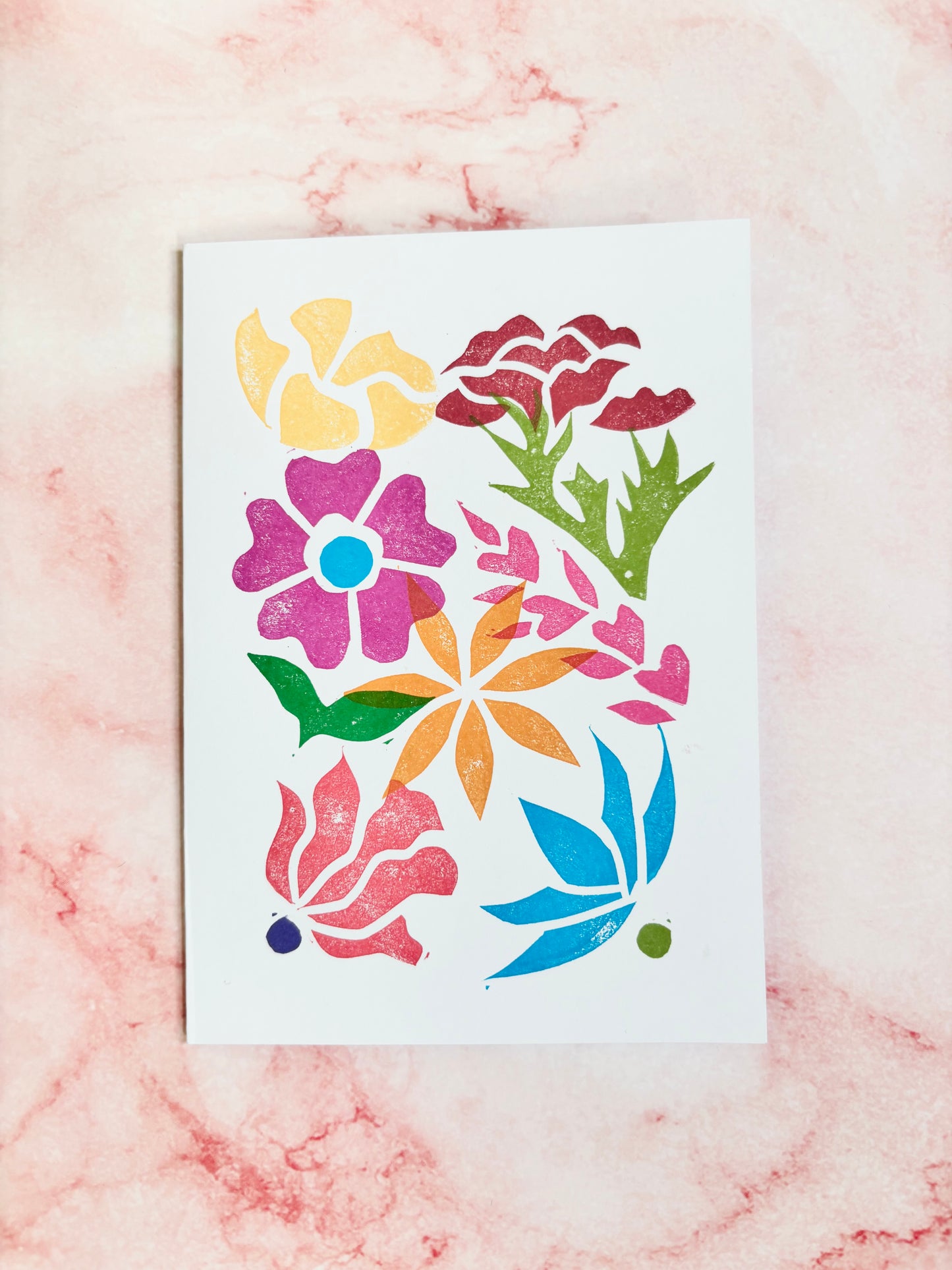 In Bloom - Linocut Greeting Card