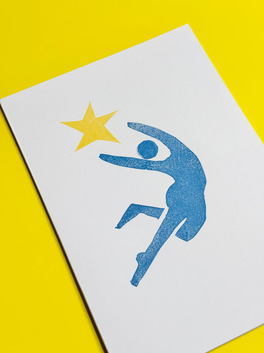Star Jump - Linocut Greeting Card