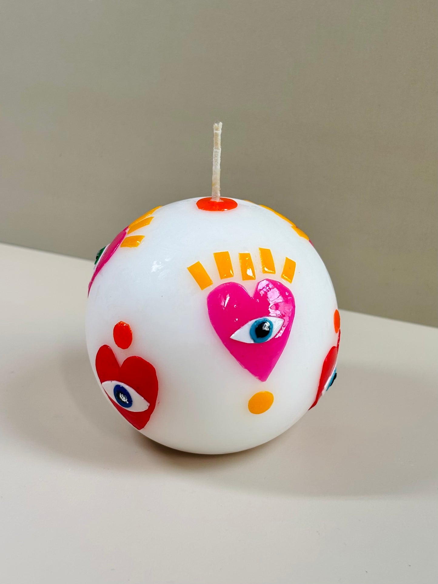 Mystic Hearts Ball Candle - Pink and Red