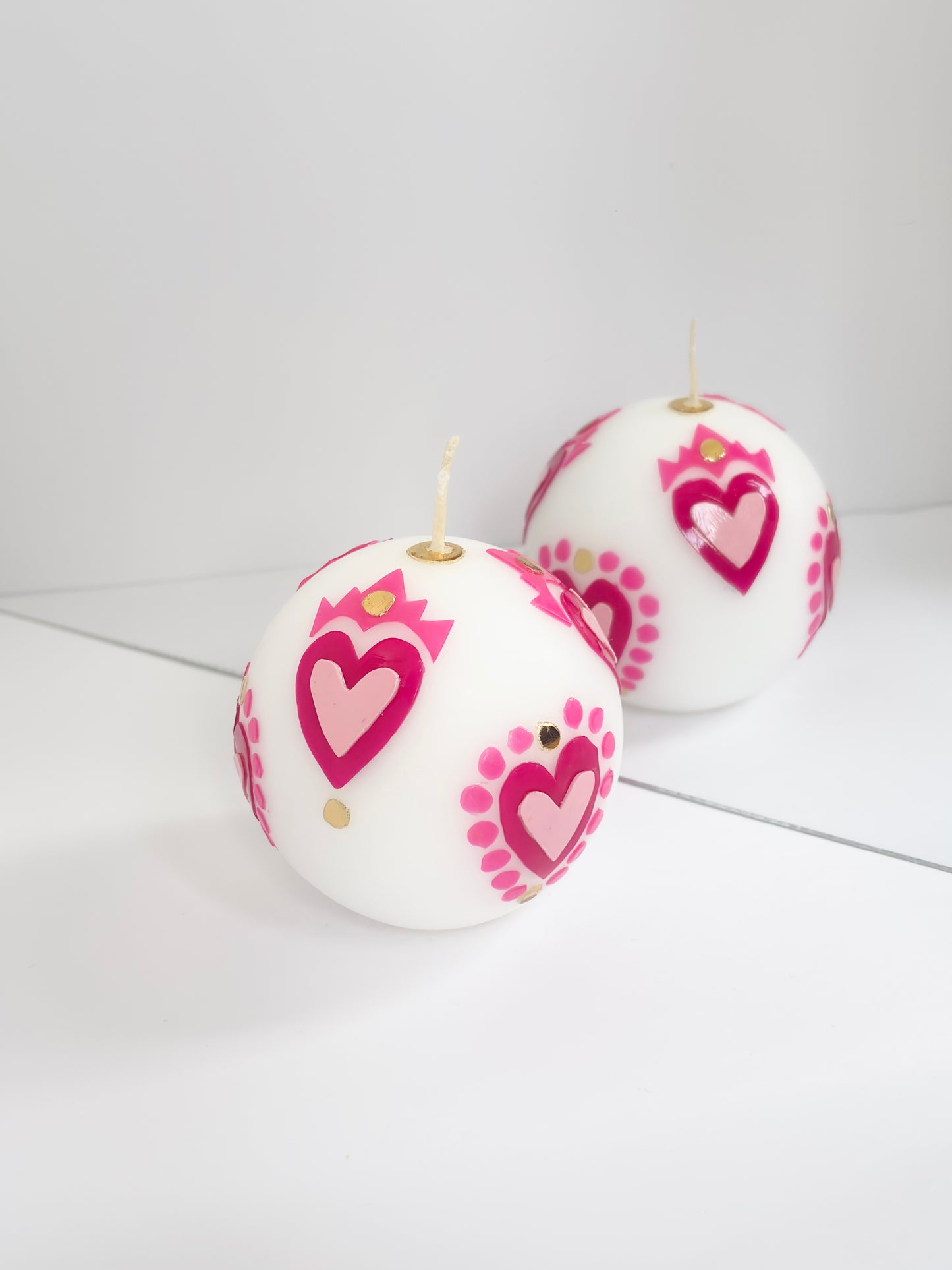 Blush Hearts Ball Candle - Pink