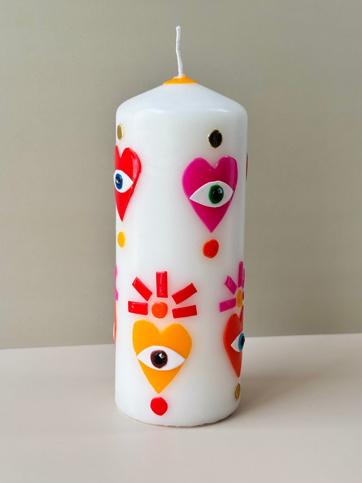Evil Eye & Sacred Heart Pillar Candle - Oracle