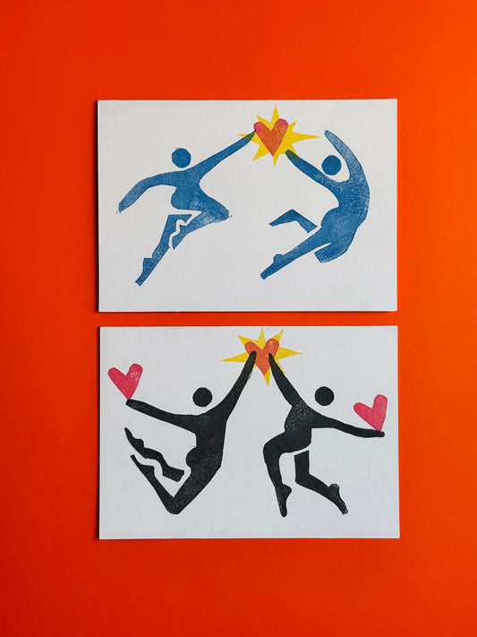 Linocut Greeting Card Duo – Two-Card Art Pack