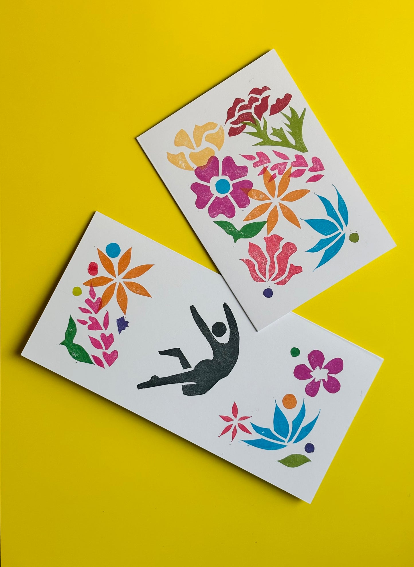 Linocut Twin Pack – Set of Two Handmade Greeting Cards