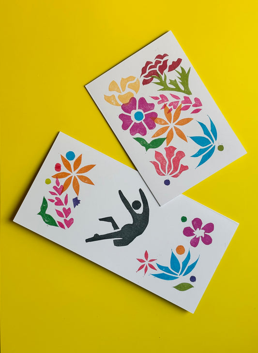 Linocut Twin Pack – Set of Two Handmade Greeting Cards