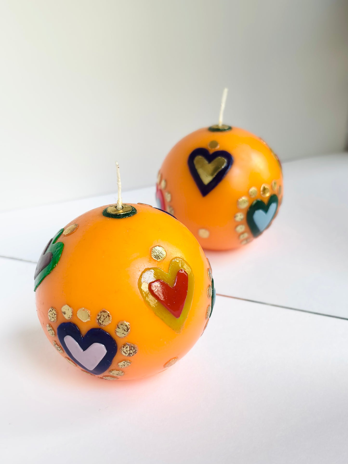 Citrus Hearts Ball Candle - Orange