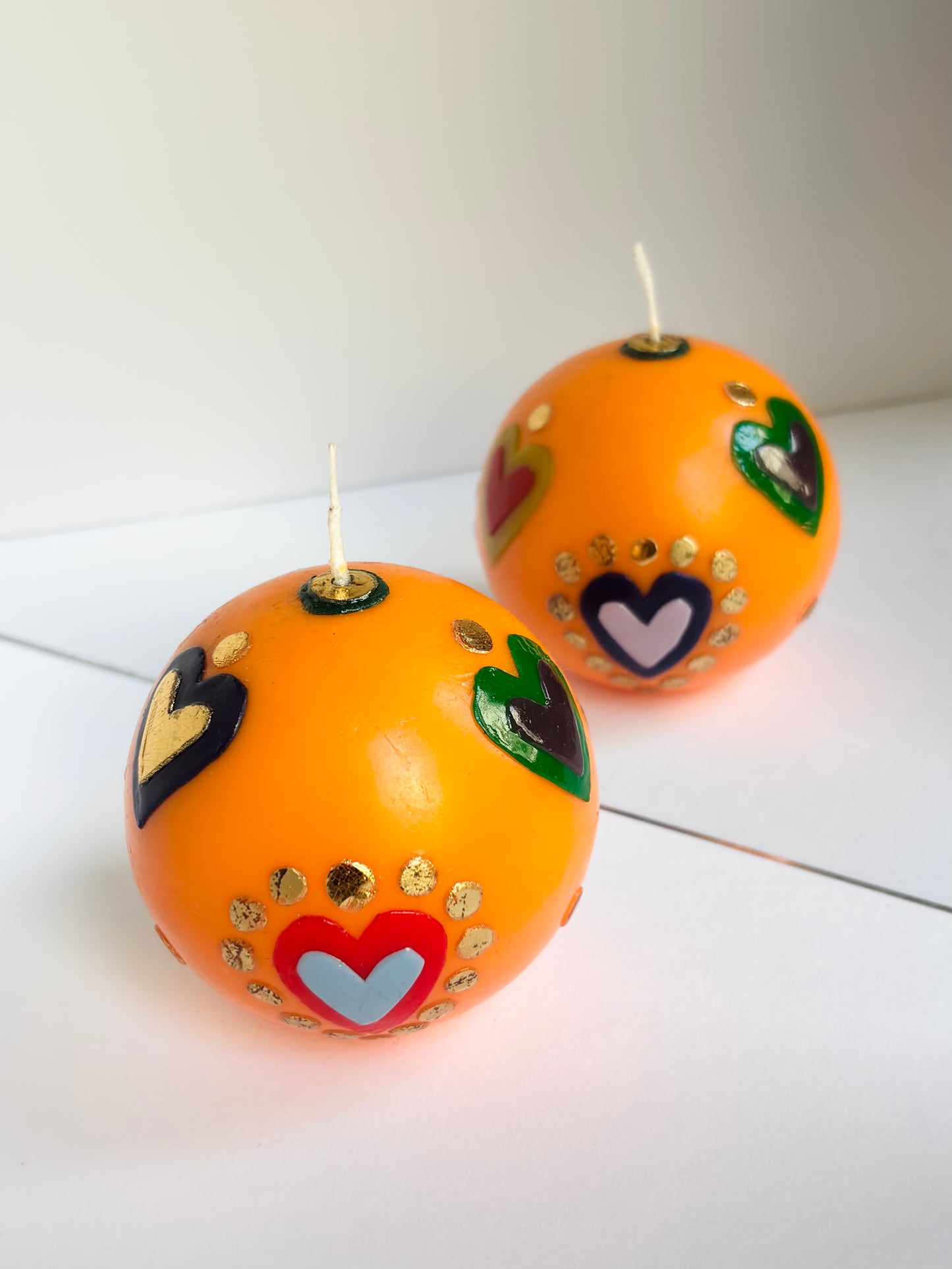 Citrus Hearts Ball Candle - Orange