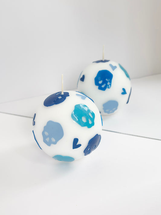 Skull Sky Ball Candle – Blue