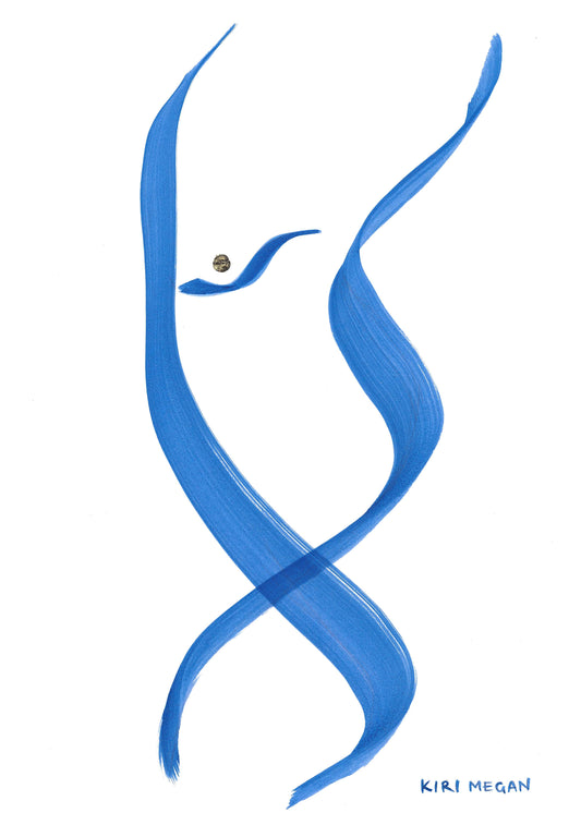 Blue Dancer V - Minimal Dancer Ink Art (A3)