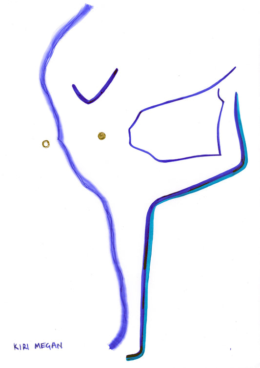 Blue Flame Dancer VI - Modern Dance Abstract Painting (A3)