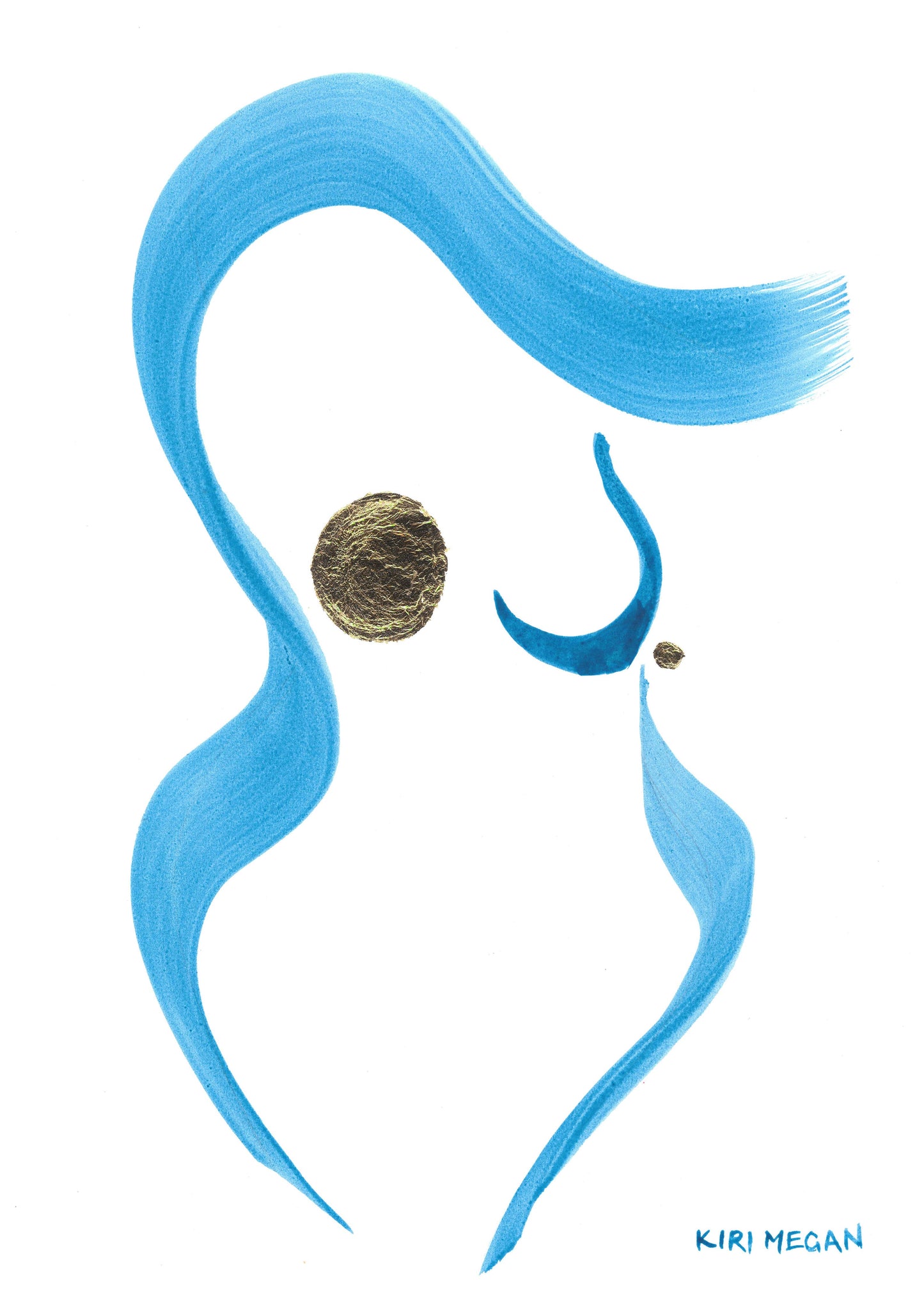 Blue Madonna III - Flowing Line Art Painting (A3)