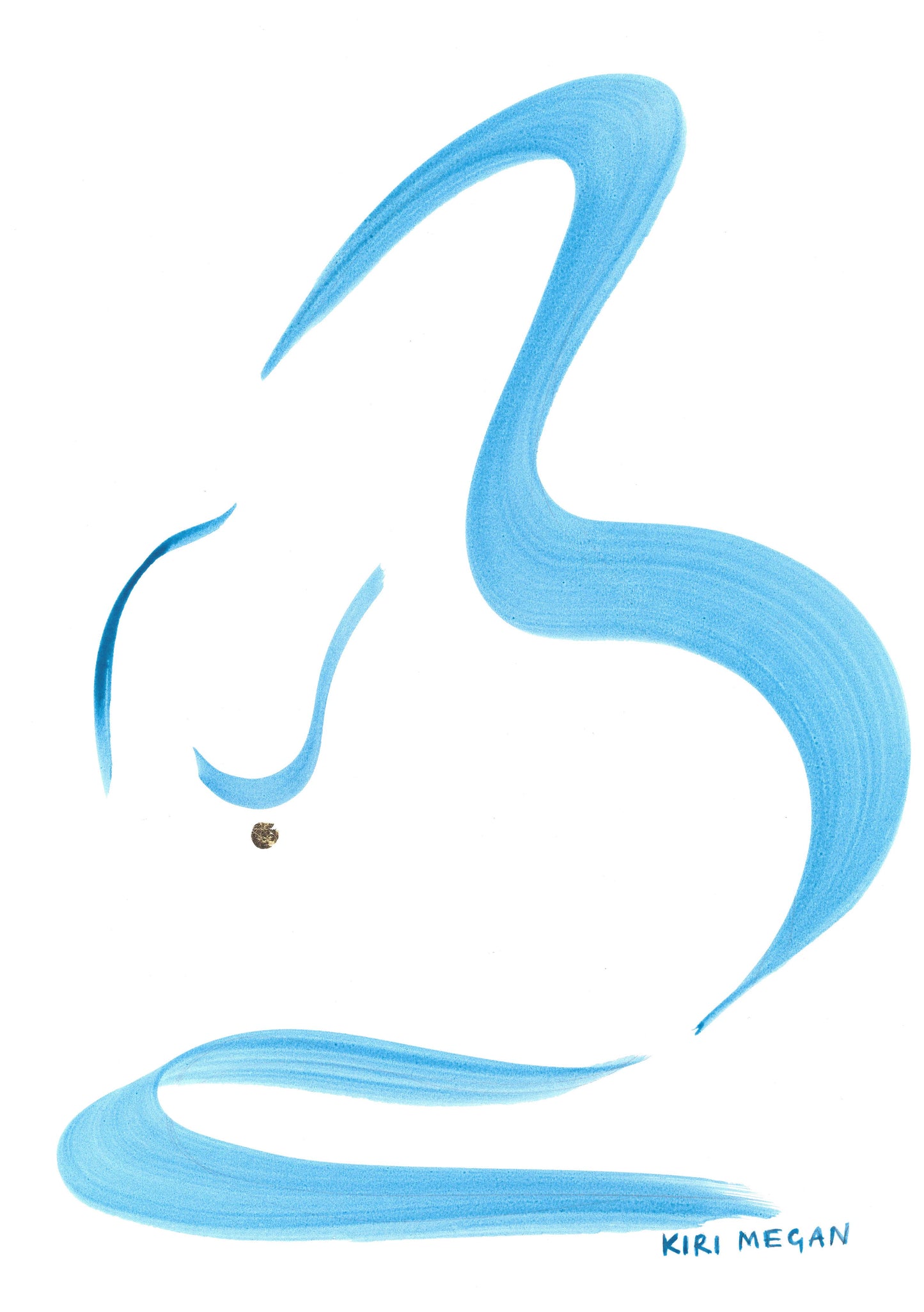 Blue Madonna V - Abstract Ink Painting (A3)